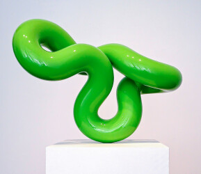 This playful and minimalist bright green sculpture is by Alexander Caldwell.