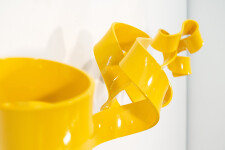 As elegant as a cursive signature, this bright yellow contemporary wall sculpture was created by Stefan Duerst. Image 6