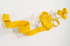 As elegant as a cursive signature, this bright yellow contemporary wall sculpture was created by Stefan Duerst. Image 9
