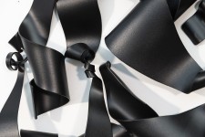 In elegant black, this expressive abstract wall sculpture was created by Stefan Duerst. Image 7