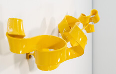 As elegant as a cursive signature, this bright yellow contemporary wall sculpture was created by Stefan Duerst. Image 8
