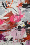 An allover hot composition of pink, red, grey with drips, drizzles and splashes of yellow, magenta and orange. Image 7