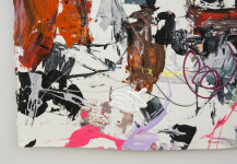 An allover hot composition of pink, red, grey with drips, drizzles and splashes of yellow, magenta and orange. Image 4