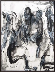 This large scale dynamic gestural painting in grey scale is part of Andrew Lui's ‘Pilgrims Progress’ series.