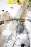 Energetic brush strokes, collage, acrylic and watercolour are used in this abstract painting of horses and riders, part of Lui's Pilgrim's P… Image 6