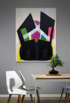 Graphic and bold, this imaginative painting suggesting two chairs on a rug is by Aron Hill. Image 7