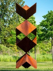 Canadian modernists Avron Mintz and Gord Smith collaborated on this dramatic geometric outdoor sculpture.