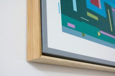 Kramer’s modern and graphic paintings express lyrical, geometric abstraction via a harmonic interplay of syncopated shapes of various sizes … Image 3