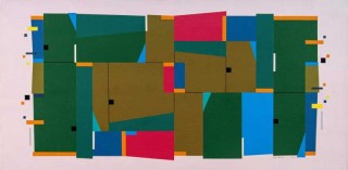 Kramer’s modern and graphic paintings express lyrical, geometric abstraction via a harmonic interplay of syncopated shapes of various sizes …