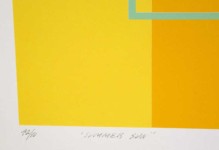 Precise rectangular and square lines and shapes in tints of yellow, green, turquoise and mauve, are an interpretation of the brilliant summe… Image 2
