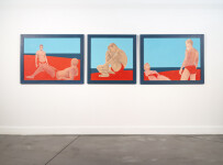 Sandbar Trilogy is a brilliantly colourful pop art painting, an ode to the popular beach scene in Miami, Florida. Image 2