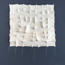This is one of a series of felt fabric tapestries that fabric artist, Chung-Im Kim recently created to mimic the nature's patterns.
