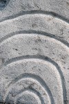 Concentric rings are carved on one side of this triangular chunk of limestone. Image 8