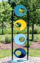 This playful and dynamic sculpture by Canadian artist Cynthia McQuillan is interactive and invites viewers to touch it.