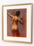 Sensuous portrait of a nude woman in an abstracted red and grey environment. Image 4