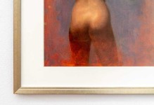 Sensuous portrait of a nude woman in an abstracted red and grey environment. Image 5