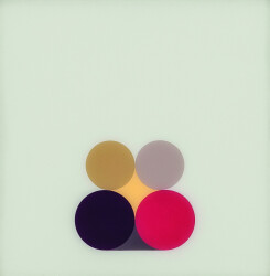 Abstract geometric and graphic work from Cantine's famous abstracted still life of apples series.