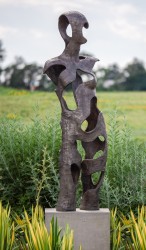 Toronto-based sculptor David Fisher explores the effects of positive and negative space in this cast bronze outdoor sculpture.