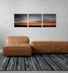 Triptych of photographs depicting the rich, warm hues of a setting sun. Image 6