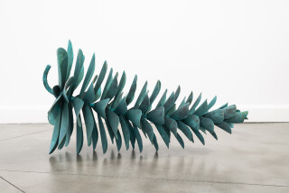 This large bronze sculpture by Floyd Elzinga is simply a ‘knock-out’ with its bright turquoise patina.