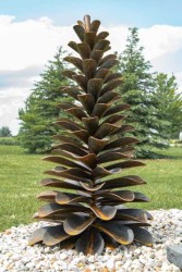 This beautifully detailed pine cone which stands five feet high was hand-forged by Canadian sculptor Floyd Elzinga.