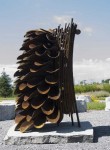 Segment Fire Cone measures 59 H x 49 W x 36 D inches Rock base measures 4 H x 46 W x 60 D inches Canadian artist Floyd Elzinga’s work explor… Image 3
