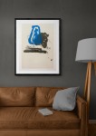 The vertical composition of this print begins with a horizontal sweep of charcoal grey beneath a triangular shape in royal blue layered over… Image 7