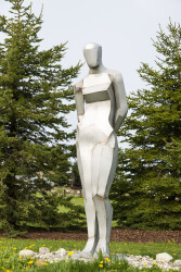 The striking angles of the female figure are captured in this abstract outdoor sculpture by Galina Stetco.