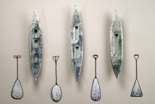 Beautiful clay and glass wall sculpture by the talented American sculptor, Heather Allen Hietala.
