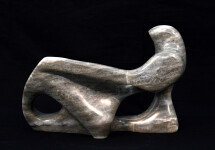 From a single piece of silver cloud alabaster, the artist has carved a poetic and modern depiction of a reclining figure. Image 7