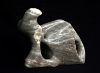 From a single piece of silver cloud alabaster, the artist has carved a poetic and modern depiction of a reclining figure. Image 3