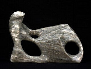 From a single piece of silver cloud alabaster, the artist has carved a poetic and modern depiction of a reclining figure.