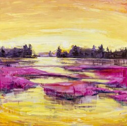 Toronto artist Julie Himel has captured the glorious light of a sunset in this new dramatic acrylic piece.