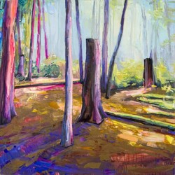 This dreamlike portrait of a forest by Toronto’s Julie Himel is rendered in pretty shades of pinks, purples, yellows and green.