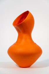 In brilliant orange, the elegant organic curves of this ceramic vessel by Loren Kaplan appear almost figurative.