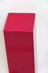 In shiny hot pink, two vertical rectangles sit side by side ‘in sync’ in this elegant wall sculpture by California artist, Lori Cozen-Geller… Image 2