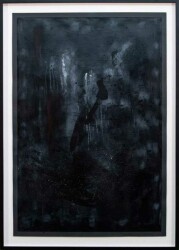 Darkness prevails in this moody acrylic painting by Toronto contemporary artist Lynne Fernie.
