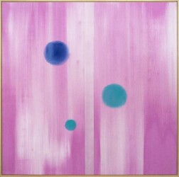 Ristvedt explores the emotional potential of colour and form -- spheres of turquoise and sapphire blue float in a sea of vibrant mauve.