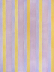 Twinned vertical bands in violet and golden yellow are rhythmically sequenced across a field of lilac purple.