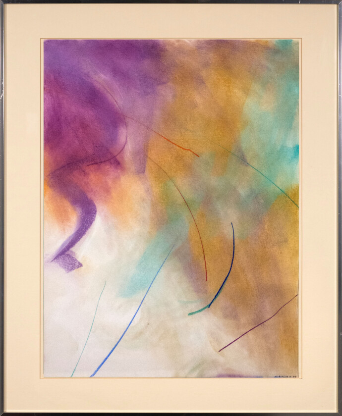 This ethereal abstract pastel on paper is an early work by Milly Ritsvedt known as one of Canada’s foremost abstract artists.