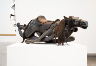 It is a powerful image—at once compelling and provocative—an old-fashioned rocking horse, collapsed.