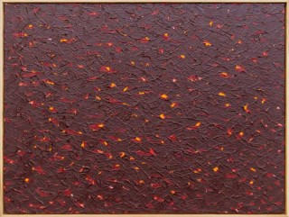 In a riot of rich colours—burgundy, red, and yellow, the palette of autumn is expressed in this lyrical abstract by Canadian painter Noreen …