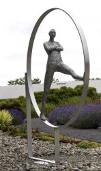This compelling metal sculpture by Quebec artist Paul Duval is called Equilibre which means balance in French.
