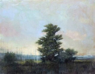 The lush romantic imagery of this classic landscape by Peter Hoffer is enhanced by the resin on the surface of the work.
