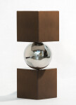 A polished aluminum sphere sits artfully balanced between two rust-coloured and silver cubes in this dynamic modern tabletop sculpture by Ph… Image 6