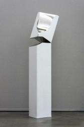 A small pillar of stainless steel is patinated in matte white by Philippe Pallafray.