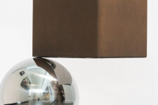 A polished aluminum sphere sits artfully balanced between two rust-coloured and silver cubes in this dynamic modern tabletop sculpture by Ph… Image 5