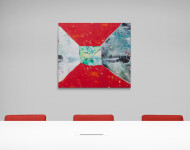 This intriguing, dynamic geometric contemporary painting is by Rick Rivet. Image 11