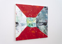 This intriguing, dynamic geometric contemporary painting is by Rick Rivet. Image 4