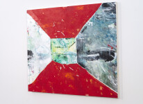 This intriguing, dynamic geometric contemporary painting is by Rick Rivet. Image 3